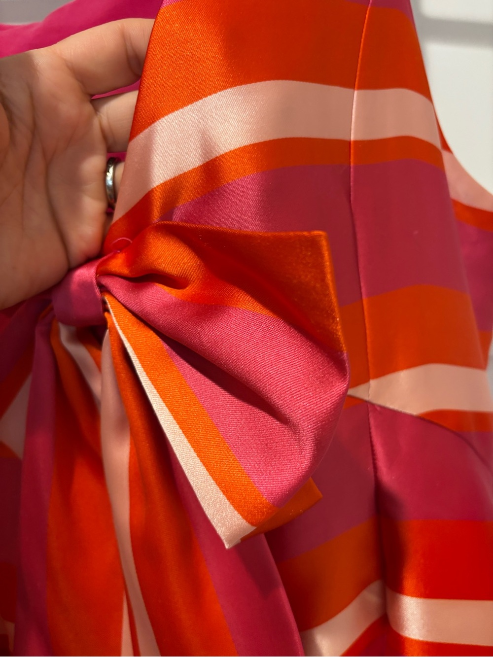 1901 Pink and Orange Striped Fit-and-Flare Midi Dress - Picture 4 of 5